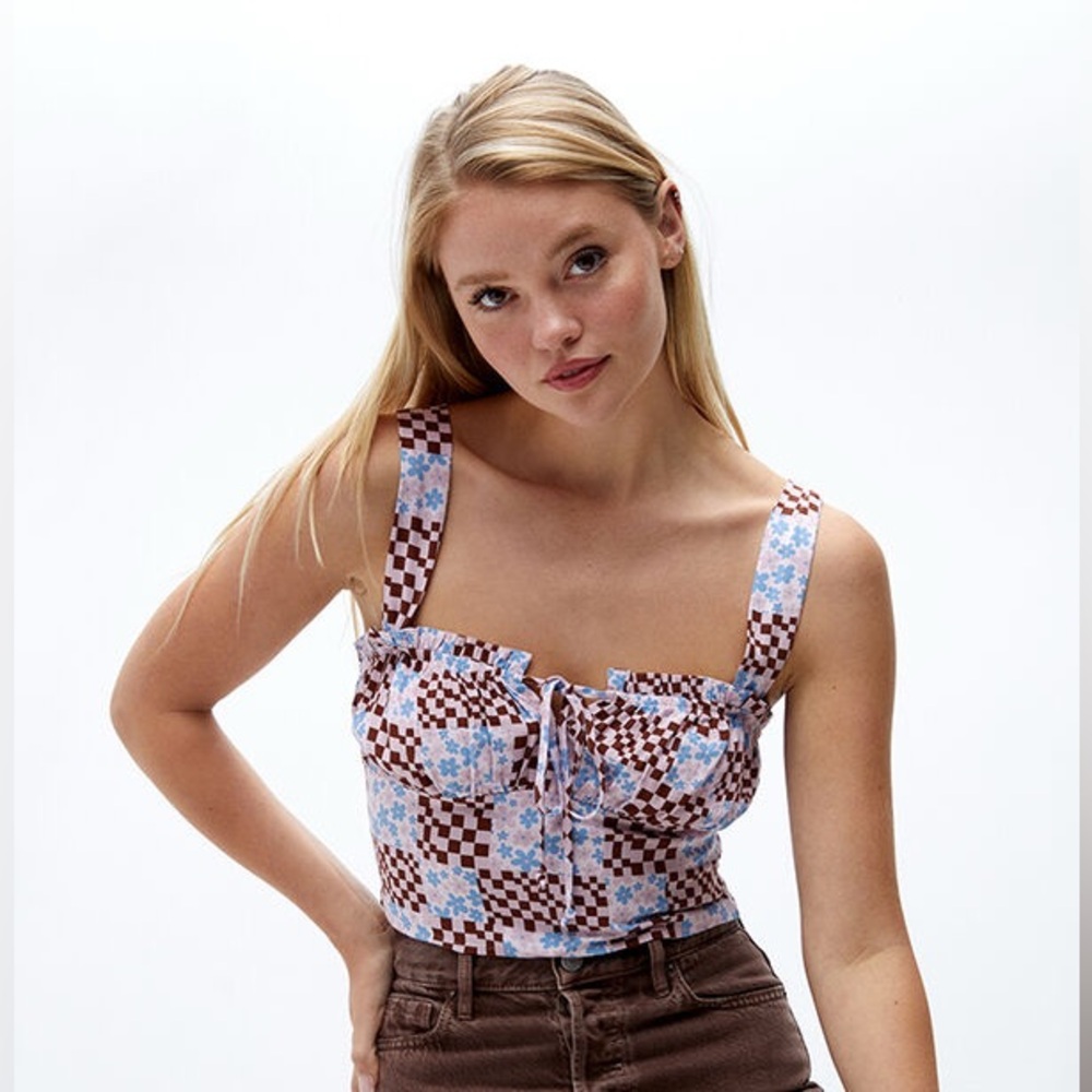 Floral Checkered Women's Top